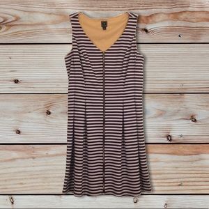 BOGO RMLL dress fit & flare striped gold zip midi